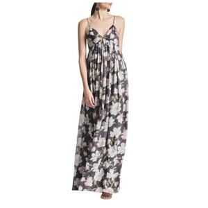 Sachin + Babi New Size 10 Jessica Floral V Neck Empire Waist Gown Ebony Garden